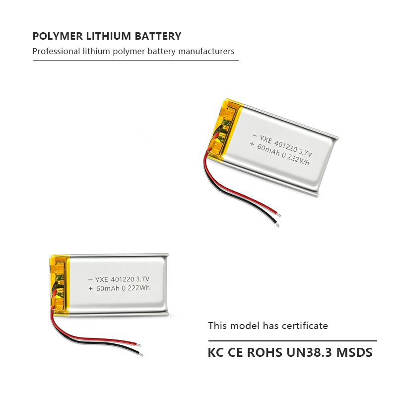 3.7 V Li-ion Battery 401220-60mah